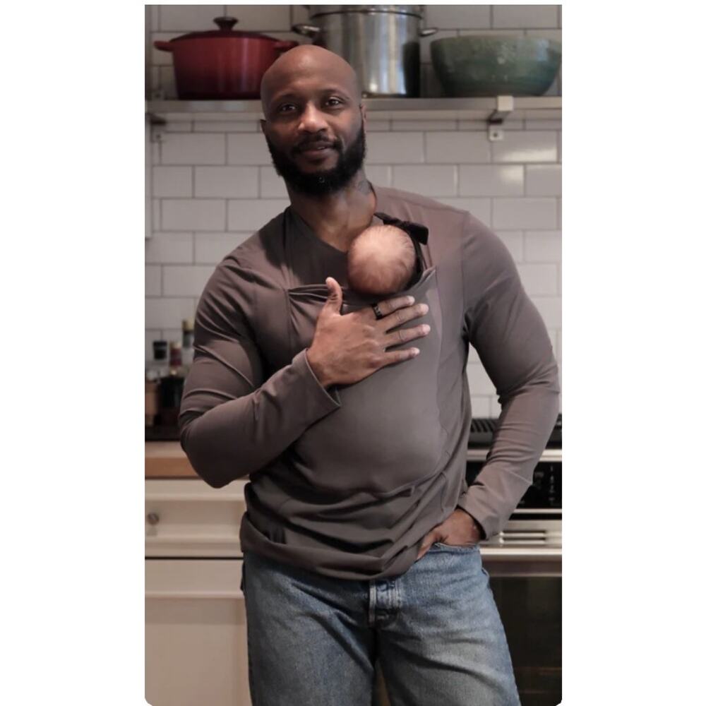 Lalabu Dad Short-Sleeve Shirt Gray Kangaroo Pouch Infant XL Infant Baby Toddler